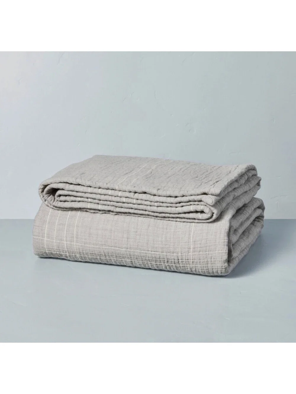 New - Full/Queen Microstripe Matelassé Coverlet Gray - Hearth & Hand w Magnolia